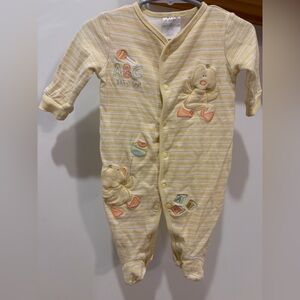 Miniwear Yellow Striped Baby Footie with Duck and ABC Appliqué (Babies R Us)